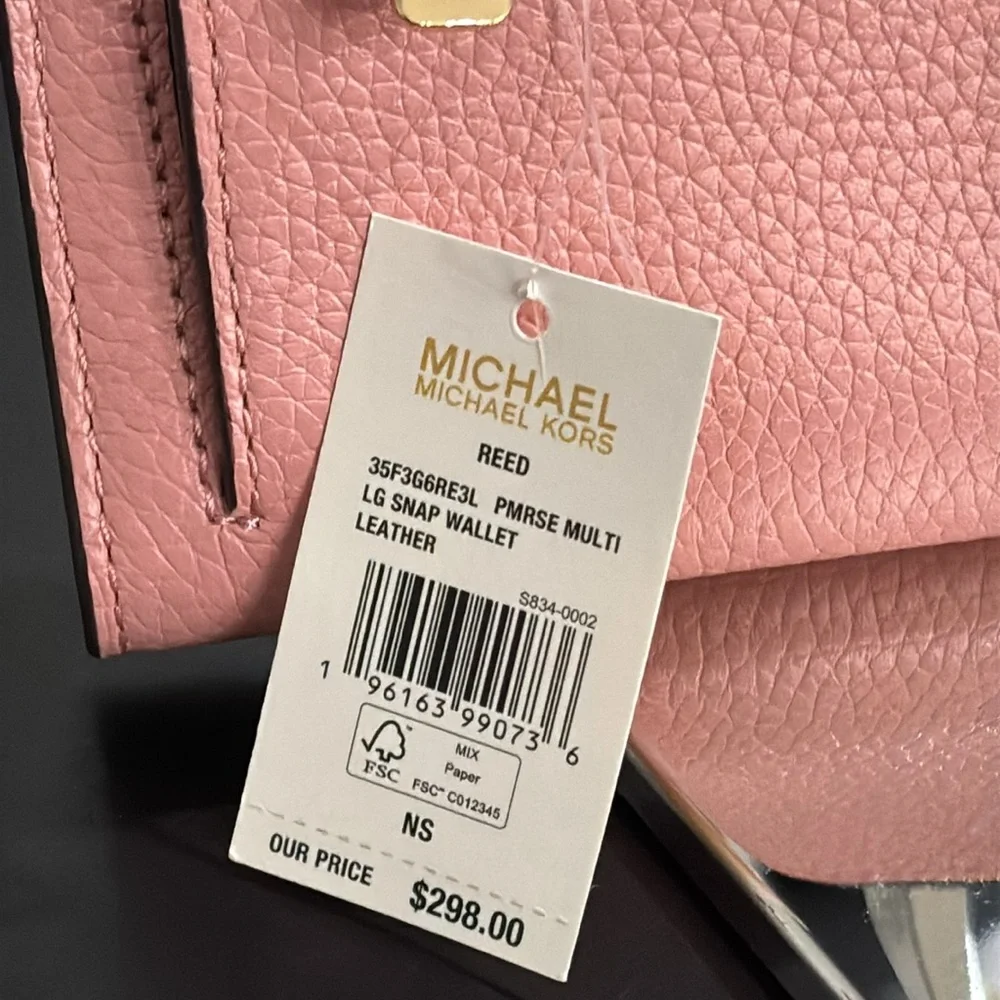 NWT MICHAEL KORS Reed Large Snap Wallet – Primrose (Two-Tone Pink)